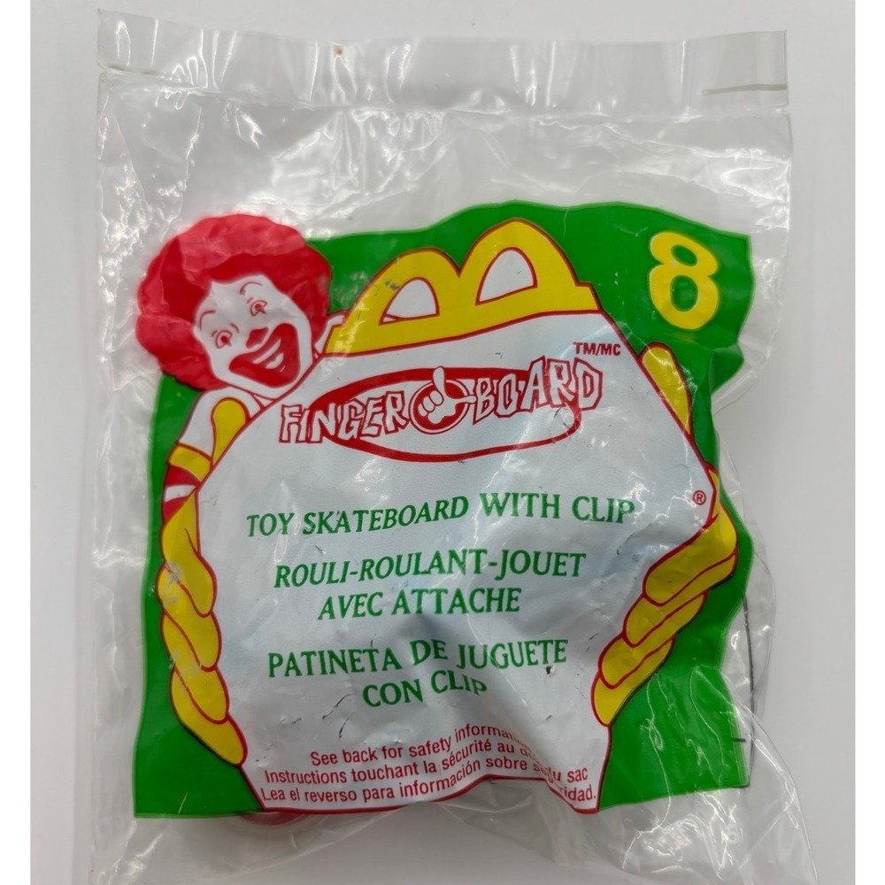 2000 Finger Board McDonald's‎ Happy Meal #8 TOY SKATEBOARD W/CLIP- New
